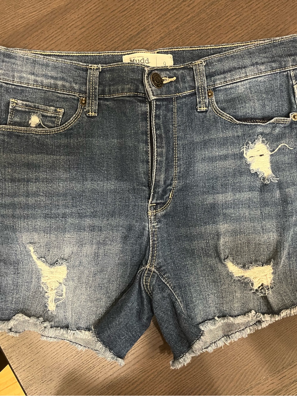 Mudd Distressed Denim Shorts - Blue Wash